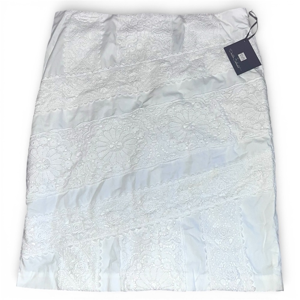 DS by Debbie Shuchat White 100% cotton lace floral Pencil Skirt Size 14